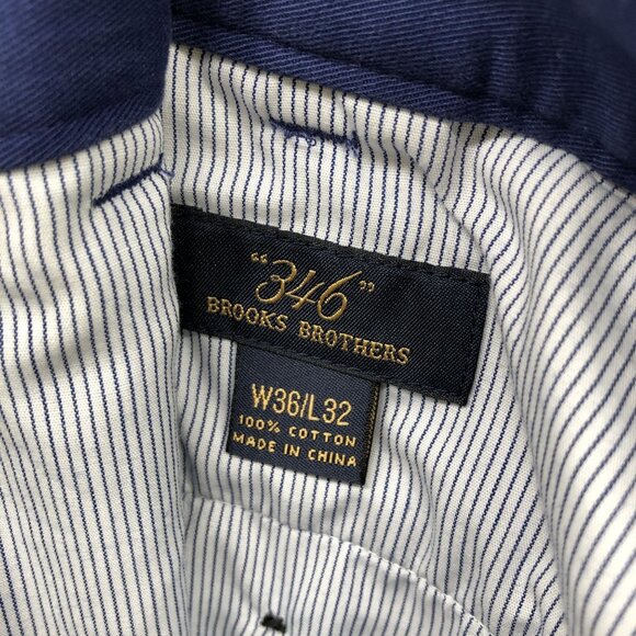 Brooks Brothers 346 Chino Pants Mens 36x32 Blue Straight Leg Flat Front - Picture 9 of 10